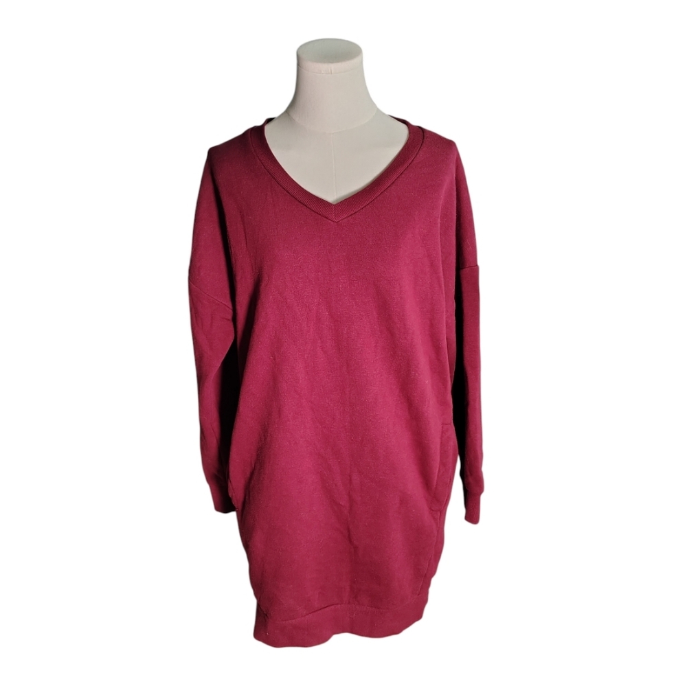 Zenana Outfitters Cranberry Red Tunic Sweater Dress Size Medium To Large
